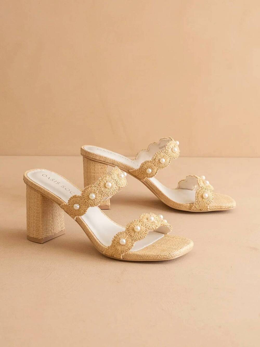 NEW OASIS SOCIETY women's helena raffia block heel in natural